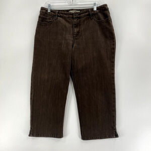 Chico's Platinum Denim Capri Jeans Women's Medium Brown Size 1.5